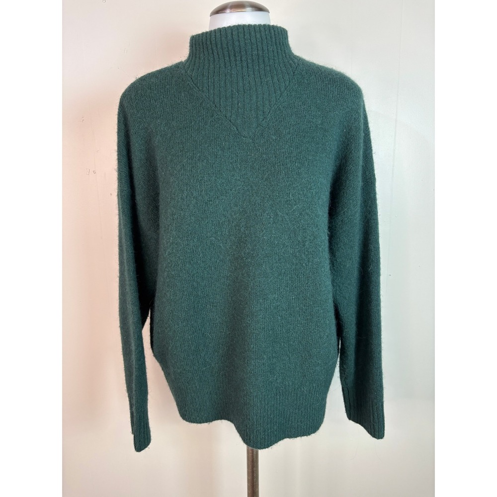 Madewell Sweater Medium Green Mock Neck Alpaca Wool Blend Pullover Womens